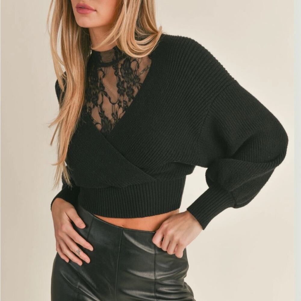Sage Black Lace Top